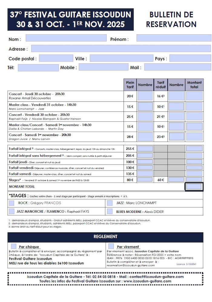 bulletin de réservation FGI 2025